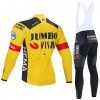 Set Fietsshirt Lange Mouw + Lange Koersbroek 2020 Team Jumbo-Visma N001